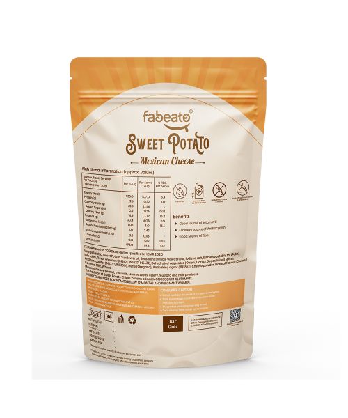 Fabeato: Mexican Cheese Sweet Potato Chips,Vacuum Fried, Vegetable Chips - (Pack of 3 X 40g)