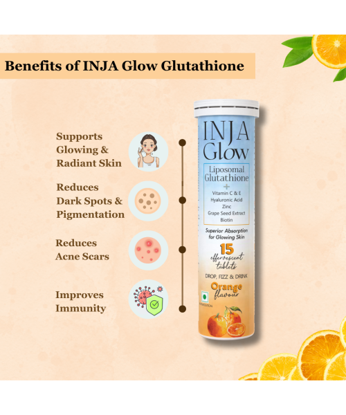 INJA Wellness: Glow Liposomal Glutathione-4x Effective-Enhances Skin Glow,Reduces Dark Spots,Anti-Aging-Orange