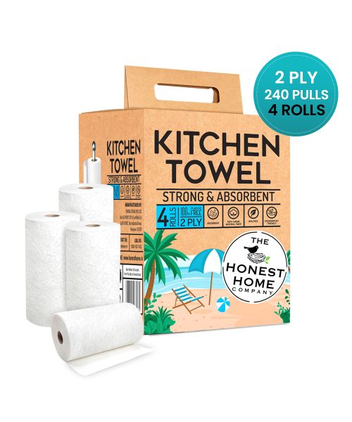 The Honest Home Company: Kitchen Towel Rolls | Pack of 4 Rolls (2 PLY)