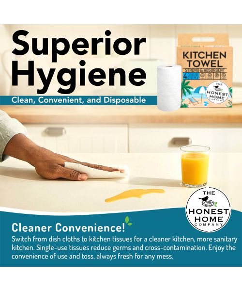 The Honest Home Company: Kitchen Towel Rolls | Pack of 4 Rolls (2 PLY)