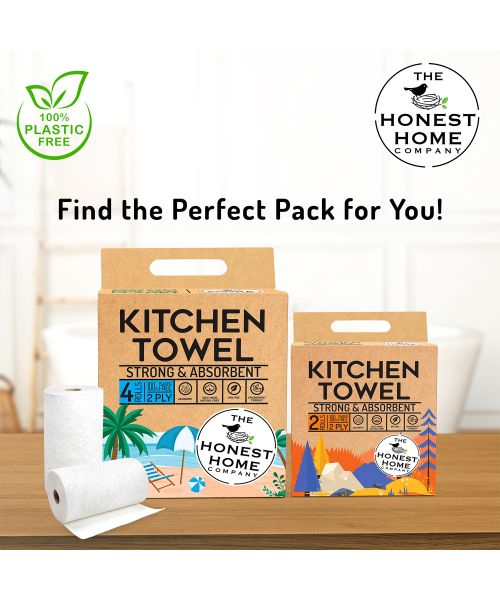 The Honest Home Company: Kitchen Towel Rolls | Pack of 4 Rolls (2 PLY)