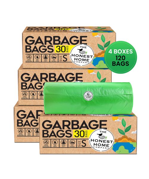 The Honest Home Company: Biodegradable Garbage Bags Small Size | 120 Bags (Pack of 4)