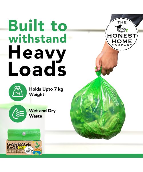 The Honest Home Company: Biodegradable Garbage Bags Small Size | 120 Bags (Pack of 4)