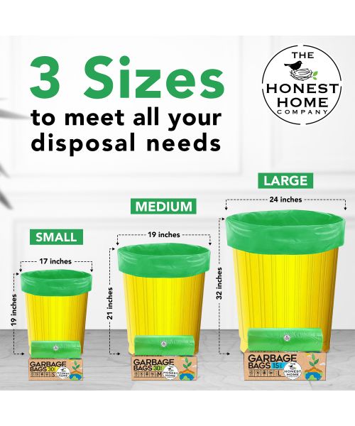 The Honest Home Company: Biodegradable Garbage Bags Small Size | 120 Bags (Pack of 4)