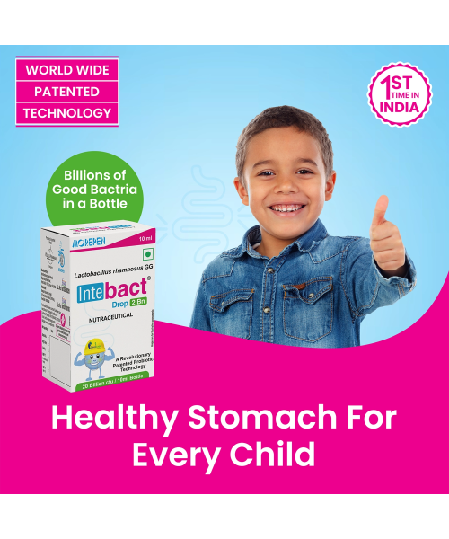 Dr. Morepen: INTEBACT INSTA 2BN CFU | Probiotics Supplement for Gut Health, Vanilla flavour - 6 Sachets - Pack of 2