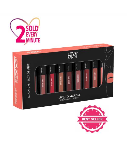 Love Earth: Liquid Mousse Miniature Liquid Matte Lipstick - Pack of 9 - 2ml each