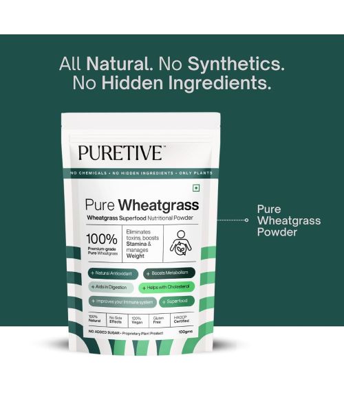 Puretive: Wheatgrass Powder | For Energy, Detox, Immunity Booster, Skin Health