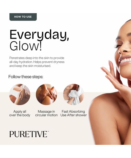 Puretive: Daily Glow Body Oil | Fast Absorbing and More Effective than Lotion for ALL SKIN Types