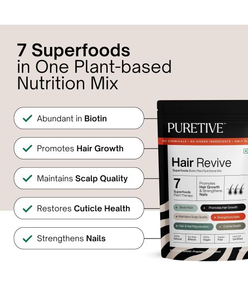 Puretive: Hair Revive | Plant Based Biotin | Promotes Healthy Hair and Fights Hair Fall