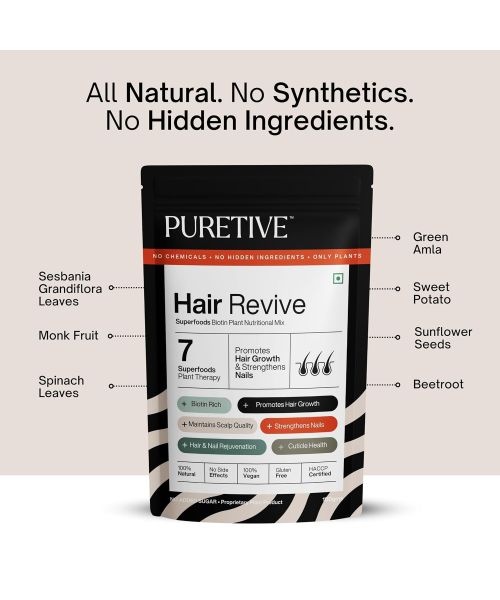 Puretive: Hair Revive | Plant Based Biotin | Promotes Healthy Hair and Fights Hair Fall