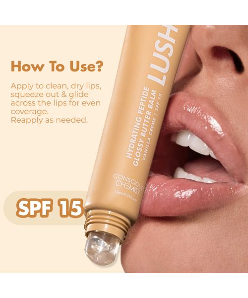 Conscious Chemist: Multi Peptide & Shea Butter Infused Lip balm With SPF 15 :- Vanilla (15g)