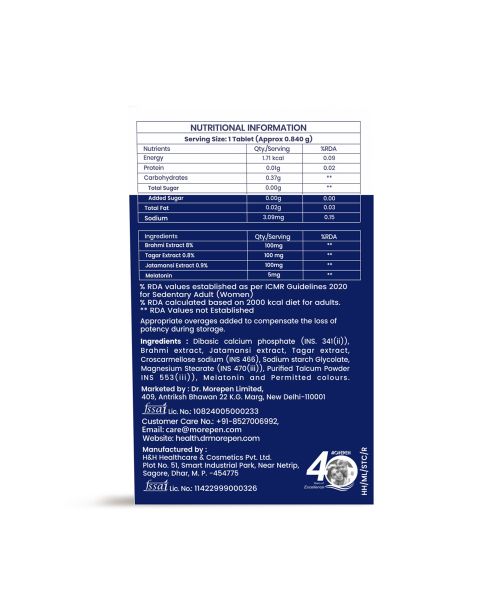 Dr. Morepen: Sleep Tabs - For Stress Free Sleep & Calmness - 60 Tablets