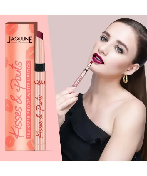 Jaquline USA: Kisses & Pouts Transfer Proof Matte Lipstick 1.4gm First Kiss 08