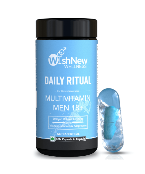 Wishnew Wellness: DAILY RITUAL Multivitamin for Men 18+ | 60 Delayed Release Capsules | Enhanced with Eye Health and Antioxidant Support