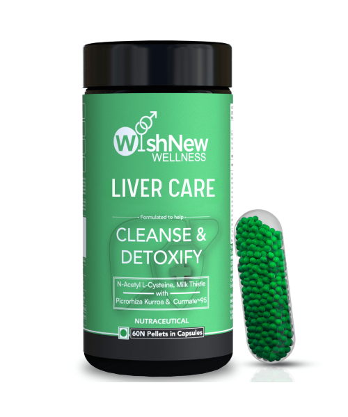Wishnew Wellness: LIVER CARE | Detoxifying Liver Support with NAC, Milk Thistle, and Curmate95 | 60 Vegetarian Capsules