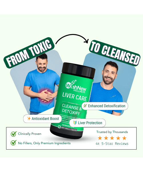 Wishnew Wellness: LIVER CARE | Detoxifying Liver Support with NAC, Milk Thistle, and Curmate95 | 60 Vegetarian Capsules