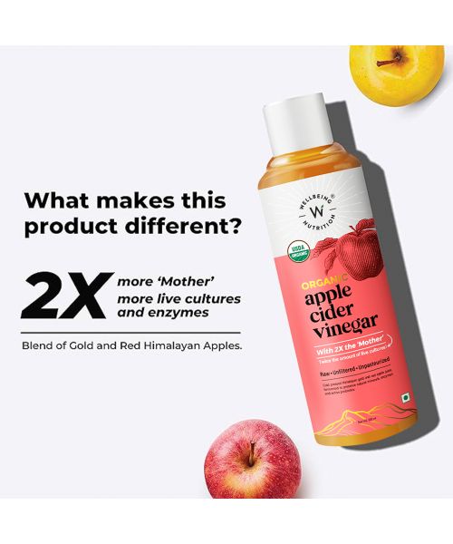 Wellbeing Nutrition: Organic Himalayan Apple Cider Vinegar with 2X Strands of Probiotic Mother and Enzymes - 500ml