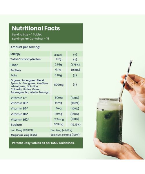 Wellbeing Nutrition: Daily Greens, Organic Wholefood Multivitamin - 15 Tabs