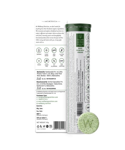 Wellbeing Nutrition: Daily Greens, Organic Wholefood Multivitamin - 15 Tabs