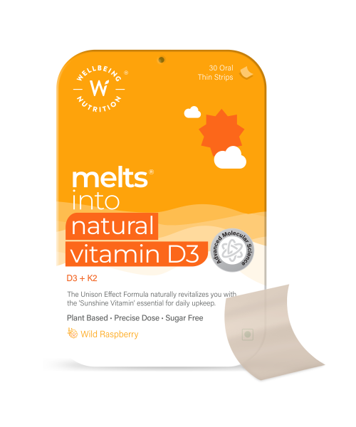 Wellbeing Nutrition: Natural Vitamin D3 + K2 Melts - 30 Oral Strips