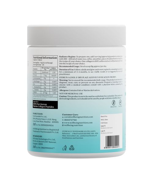 Wellbeing Nutrition: Pure Korean Marine Collagen Peptides - Unflavoured - 200 gm