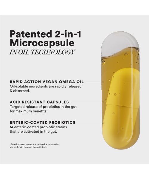 Wellbeing Nutrition: Advanced Daily Probiotics + Omega 3 | 60 Enteric-Coated Veg Caps