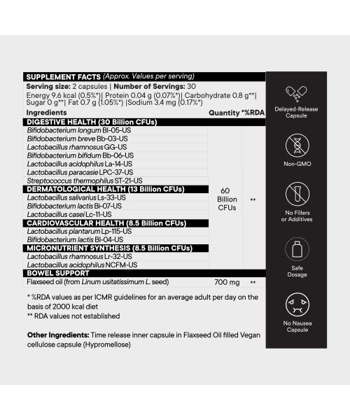 Wellbeing Nutrition: Advanced Daily Probiotics + Omega 3 | 60 Enteric-Coated Veg Caps