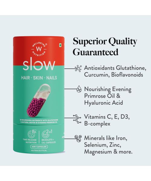 Wellbeing Nutrition: Slow Hair Skin & Nails | Collagen Glutathione - 60 Capsules