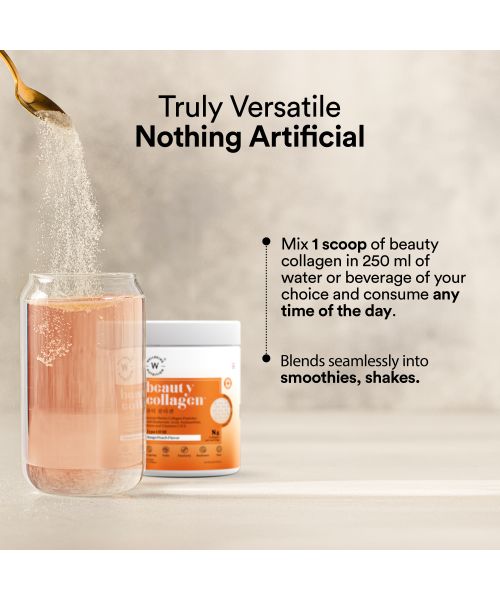 Wellbeing Nutrition: Beauty Korean Marine Collagen Peptides - Mango Peach Flavor | 250 gm