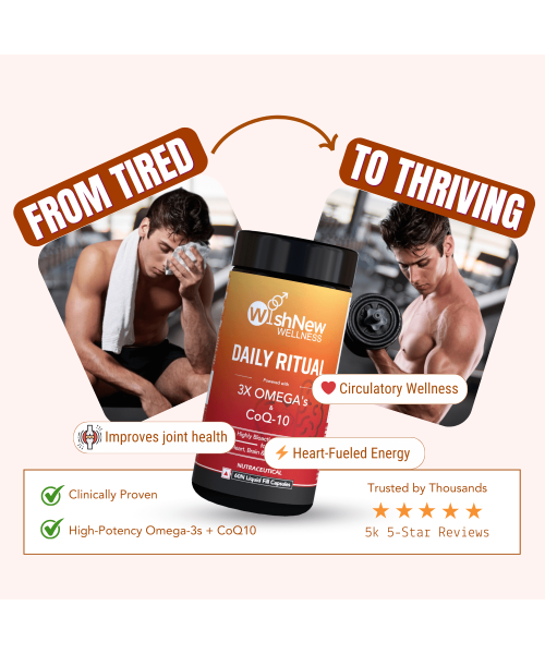Wishnew Wellness: DAILY RITUAL | Triple Strength Fish Oil with Omega-3s & CoQ-10 | 60 Liquid Fill Capsules