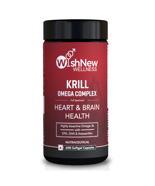 Wishnew Wellness: KRILL OMEGA COMPLEX | 60 Softgel Capsules | Full Spectrum Support for Heart & Brain Health