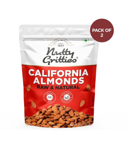 Nutty Gritties: California Almonds for essential nutritional requirements - Pack of 2 - 1 kg each