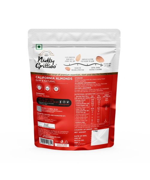 Nutty Gritties: California Almonds for essential nutritional requirements - Pack of 2 - 1 kg each
