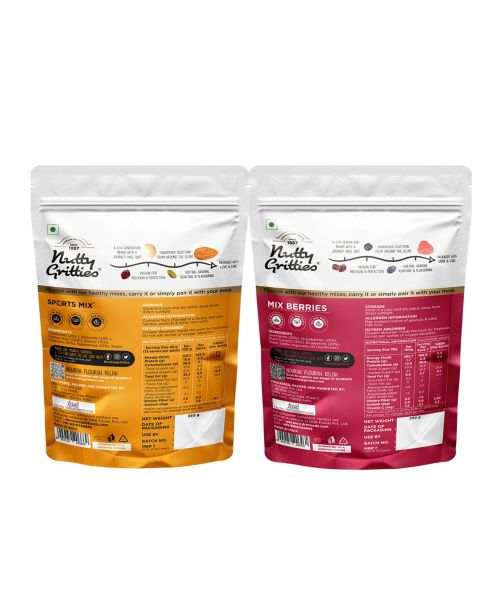 Nutty Gritties: Sports Mix (350g) & Mix Berries Combo (200g) - 550g