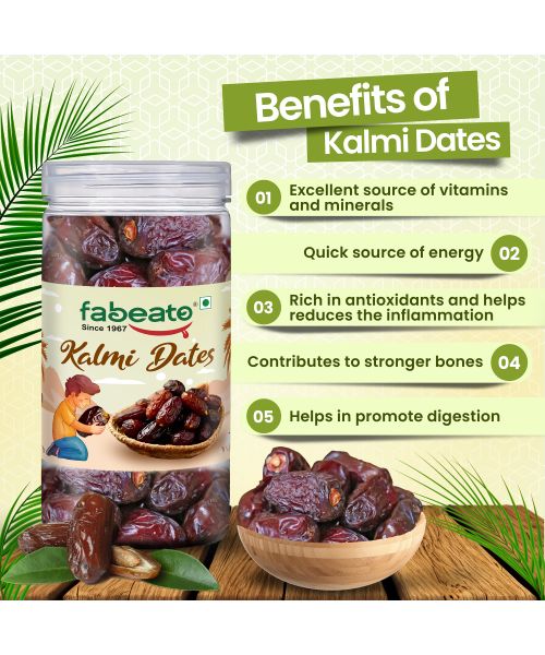 Fabeato: Premium Kalmi Dates/Khajoor 400g  Rich Source of Potassium & IronNaturally SweetNo Added Sugar.