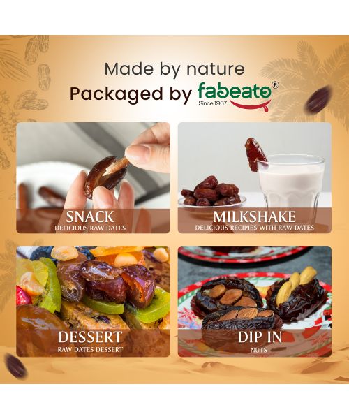 Fabeato: Premium Kalmi Dates/Khajoor 400g  Rich Source of Potassium & IronNaturally SweetNo Added Sugar.