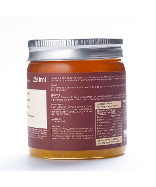 Two Brothers Organic Farms: A2 Gir Cow Turmeric Ghee (250ml)