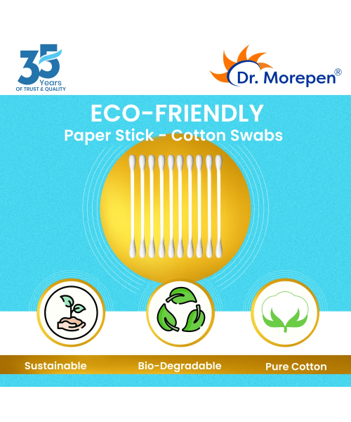 Dr. Morepen: Pure Cotton & Eco-Friendly Earbuds - 100 Cotton Buds pack of 4