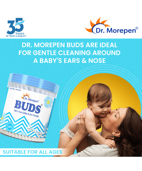 Dr. Morepen: Pure Cotton & Eco-Friendly Earbuds - 100 Cotton Buds pack of 4