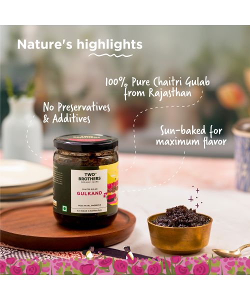 Two Brothers Organic Farms: Natural Gulkand |Rose Petal Jam (500G)