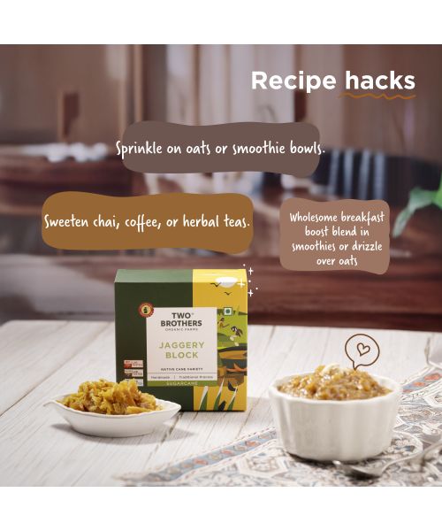 Two Brothers Organic Farms: Handmade Sugarcane Jaggery Block (900g)