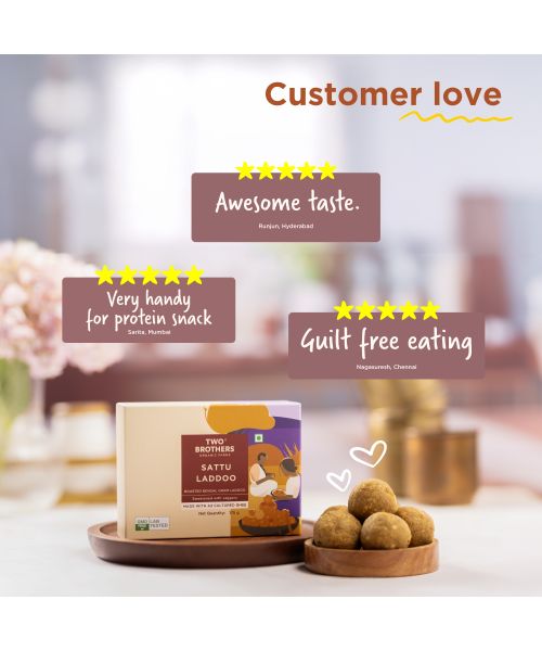 Two Brothers Organic Farms: Sattu and Jaggery Laddu/Laddoo (350 Gm)