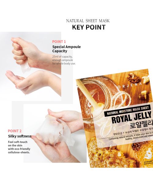 Orjena: Natural Moisture Royal Jelly Mask Sheet 23ml Pack of 3