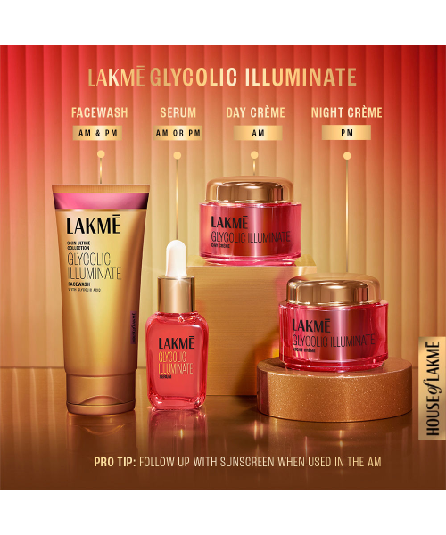 Lakme: Glycolic Illuminate Facewash with Glycolic Acid for Gentle Exfoliation & Illuminated Skin 50gm
