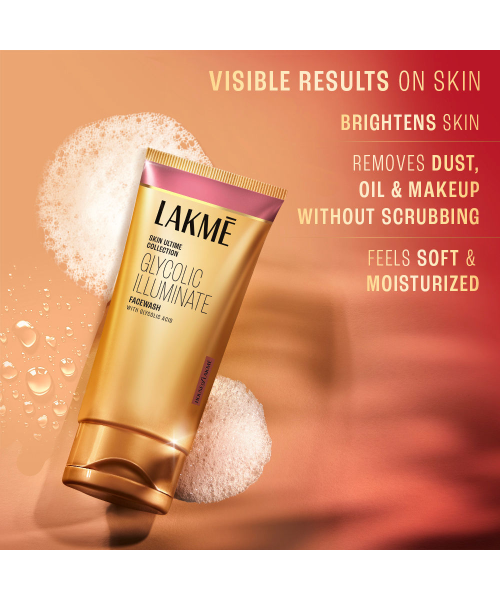 Lakme: Glycolic Illuminate Facewash with Glycolic Acid for Gentle Exfoliation & Illuminated Skin 100gm