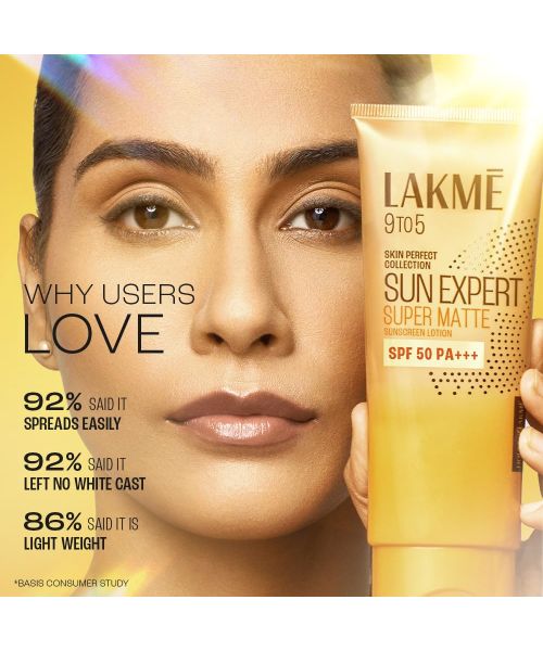 Lakme: Matte Sunscreen SPF 50 PA+++, Niacinamide|UVA/B Protection|For Normal To Oily Skin 100ml