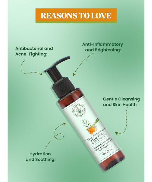 VITMINVEDA: Neem Turmeric Aloe Vera Body Wash for Purification of Skin - 200 ml
