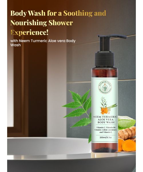 VITMINVEDA: Neem Turmeric Aloe Vera Body Wash for Purification of Skin - 200 ml