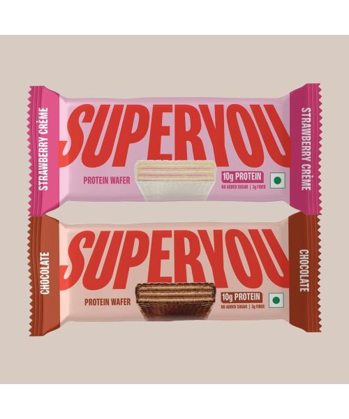 SuperYou: Protein Duo Bites – Chocolate & Strawberry(Pack of 10 each) | 10g Protein, 3g Fiber, No Added Sugar 400g