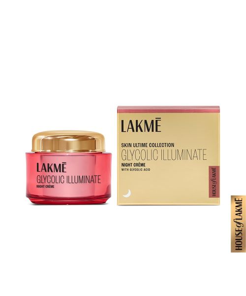 Lakme: Glycolic Illuminate Night Cream with Glycolic Acid & 1% Niacinamide for Skin Cell Regeneration